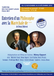 Affiche entretien d'un philosophe avec la maréchale de Denis Diderot pièce de théâtre de l'île saint louis Paris 4e
